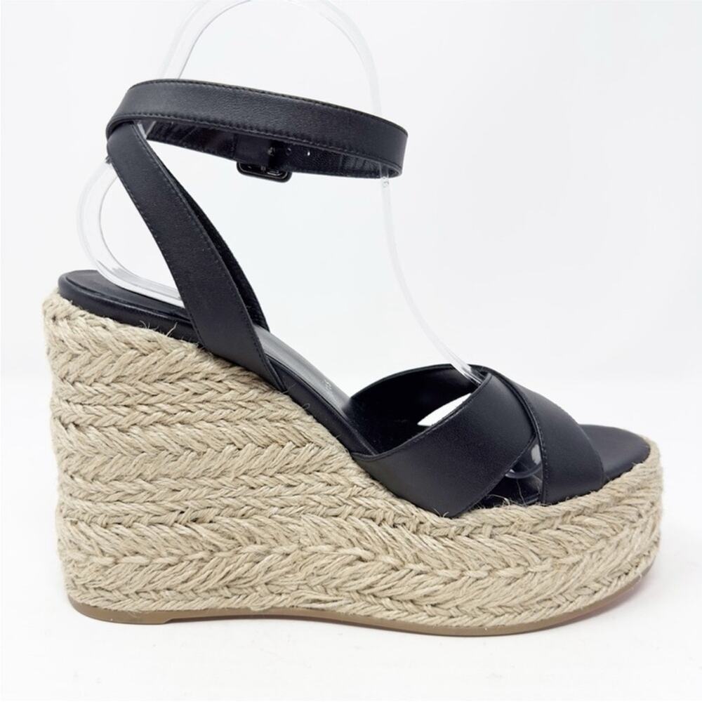 Christian Louboutin Mariza Zeppa Black Leather Wedge Sandals Size 38 - Picture 8 of 11